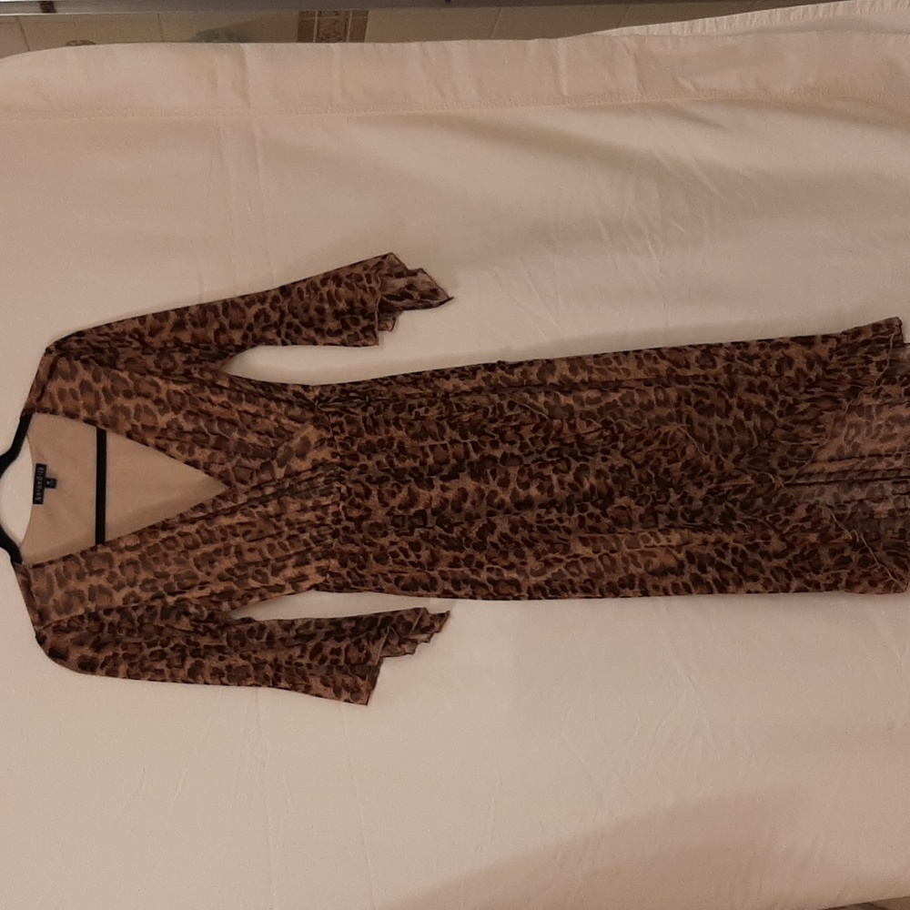 Kenedik leopard print faux wrap dress